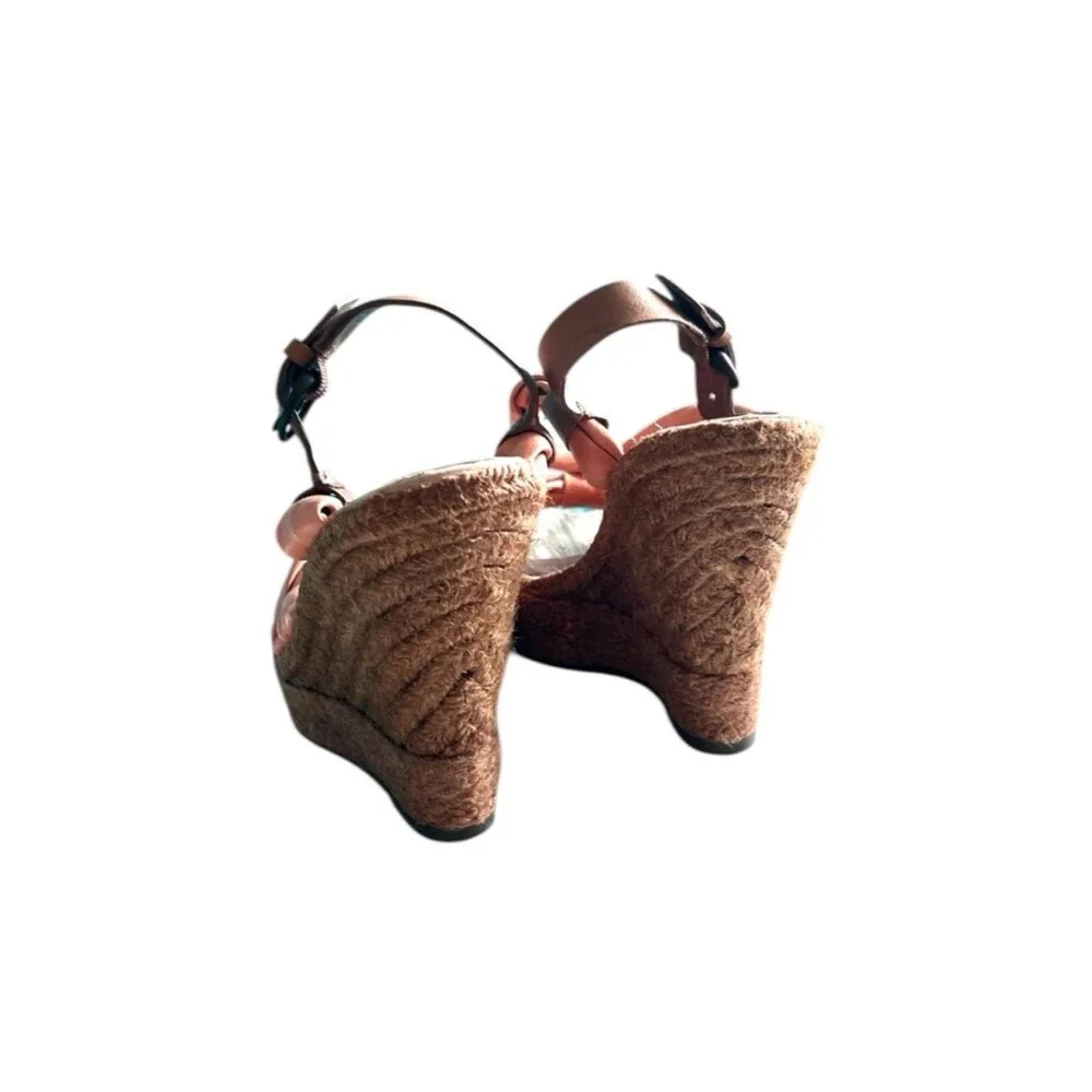 AllSaints Spitalfields twisted leather wedge espadrille heeled sandals